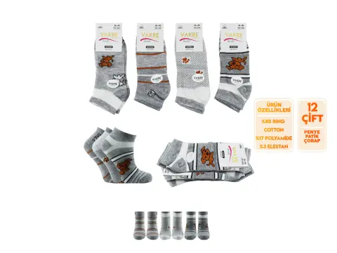 Vakre 9328-34 (36-40) Bayan Penye Patik Çorap 12'li