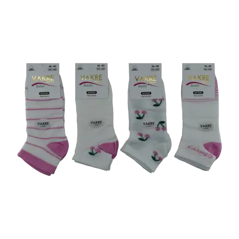 Vakre 9328-32 (36-40) Bayan Penye Patik Çorap 12'li