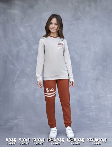 Elsima 3194 Kız Çocuk Uzun Kollu Pijama Takımı 6'lı (8-16YAŞ) TAŞ - SERİ-6-LI