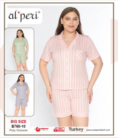 Alperi B760-10 (3XL-4XL-5XL-6XL) Bayan Şortlu Takım 4'lü
