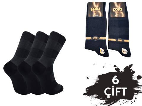 Pola 1249 Dört Mevsim Likralı Erkek Modal Çorap 6'lı