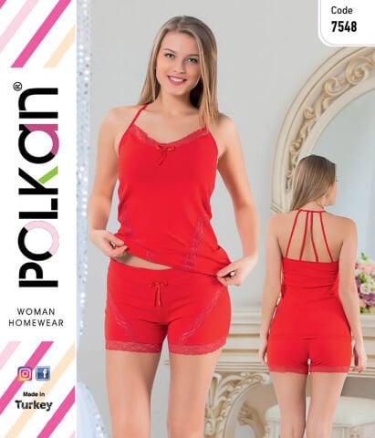 Polkan 7548 Dantelli Bayan Şortlu Takım