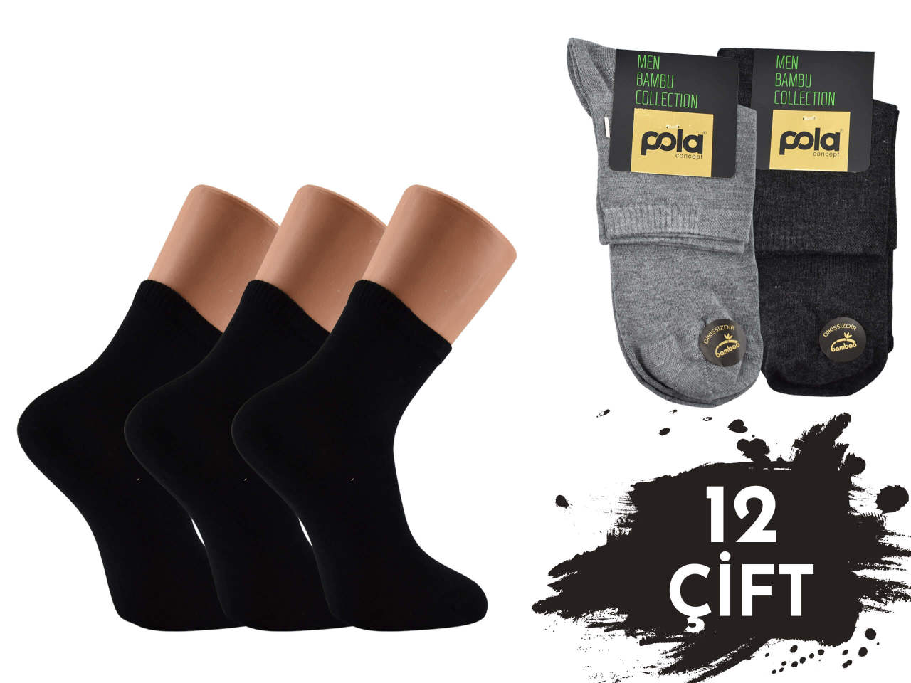 Pola 1660 Parfümlü Yazlık Yarım Konç Dikişsiz Bambu Erkek Patik 12'li