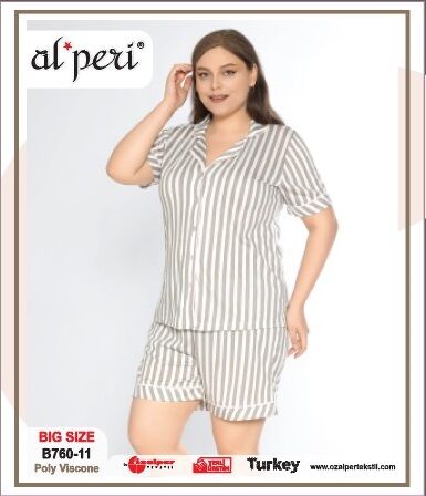 Alperi B760-11 (3XL-4XL-5XL-6XL) Bayan Şortlu Takım 4'lü