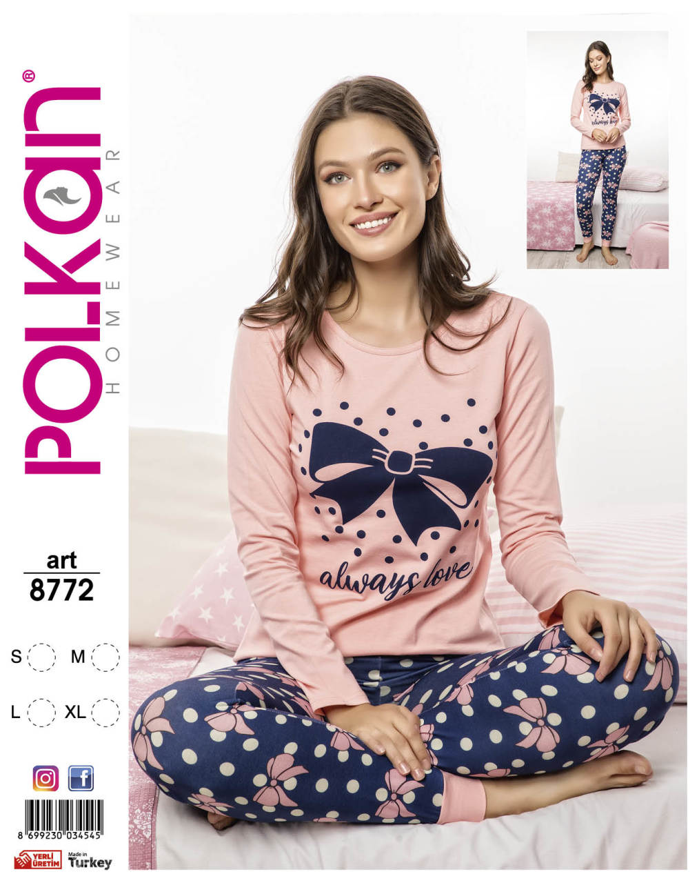 Polkan 8772 Uzun Kol Bayan Pijama Takımı