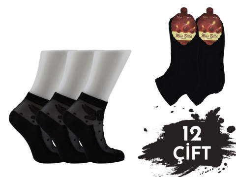Miss Bella Kabartma Desen Bayan Tül Patik 12'li