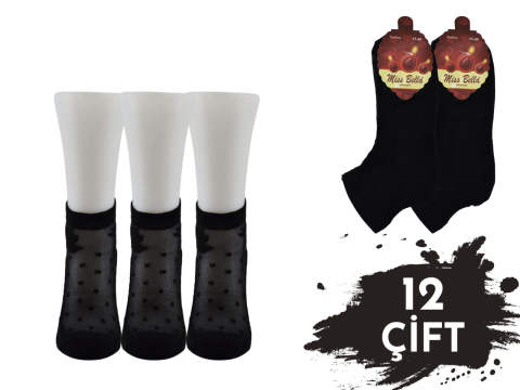 Miss Bella Kabartma Desen Bayan Tül Patik 12'li