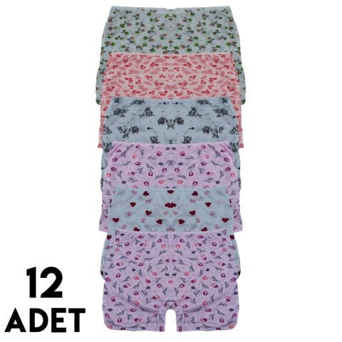 Menbox 4102 Desenli Kız Çocuk Boxer 12'li KARISIKRENK - 7-8 YAŞ