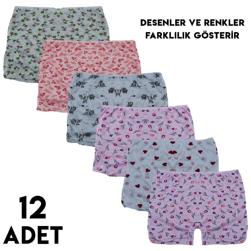 Menbox 4102 Desenli Kız Çocuk Boxer 12'li KARISIKRENK - 7-8 YAŞ