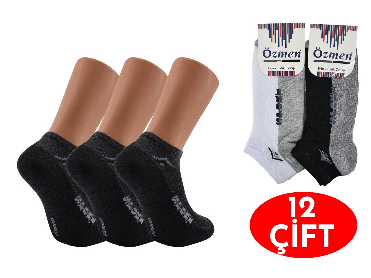 Özmen 45-9 Kaliteli Penye Erkek Patik 12'li