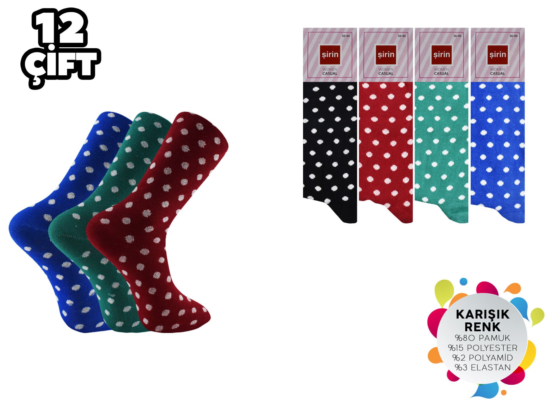 Şirin 4000-45 Dikişsiz Bayan Penye Çorap 12'li