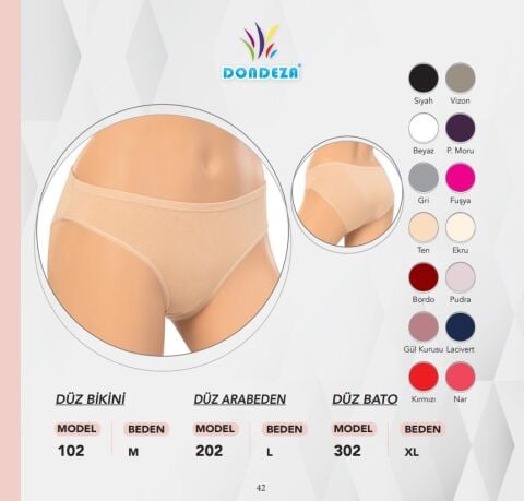 Dondeza 102 Düz Bayan Bikini 12'li