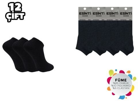 Esinti Düz Füme Bayan Penye Patik 12'li