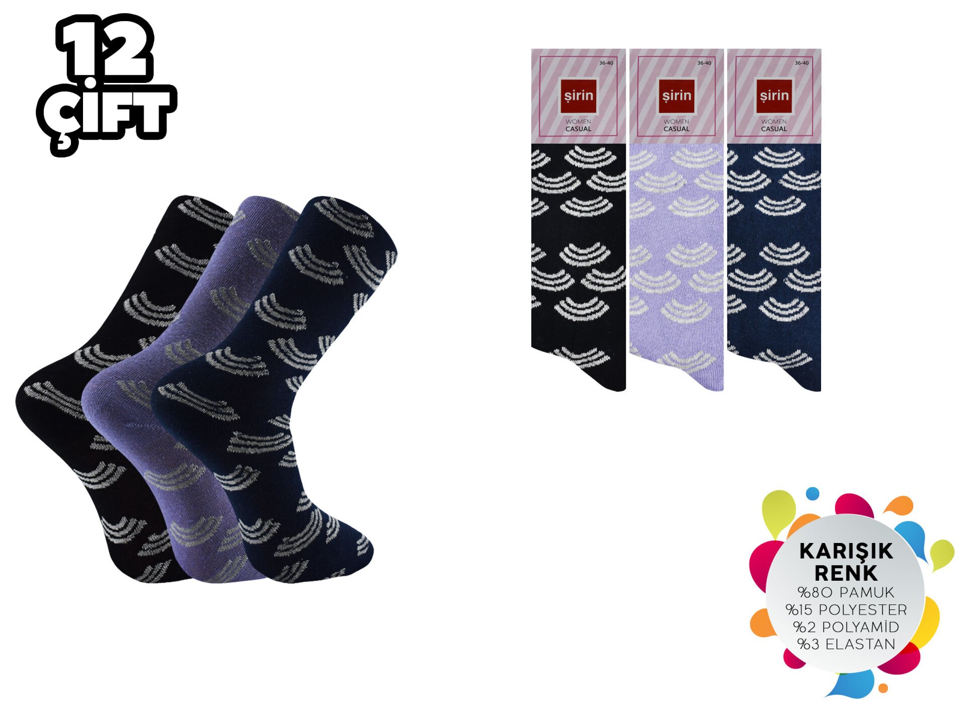 Şirin 4000-51 Dikişsiz Bayan Penye Çorap 12'li