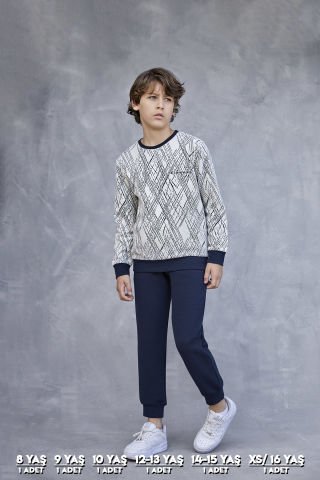 Elsima 3169 Erkek Çocuk Uzun Kollu Pijama Takımı 6'lı (8-16YAŞ) LACİVERT - SERİ-6-LI
