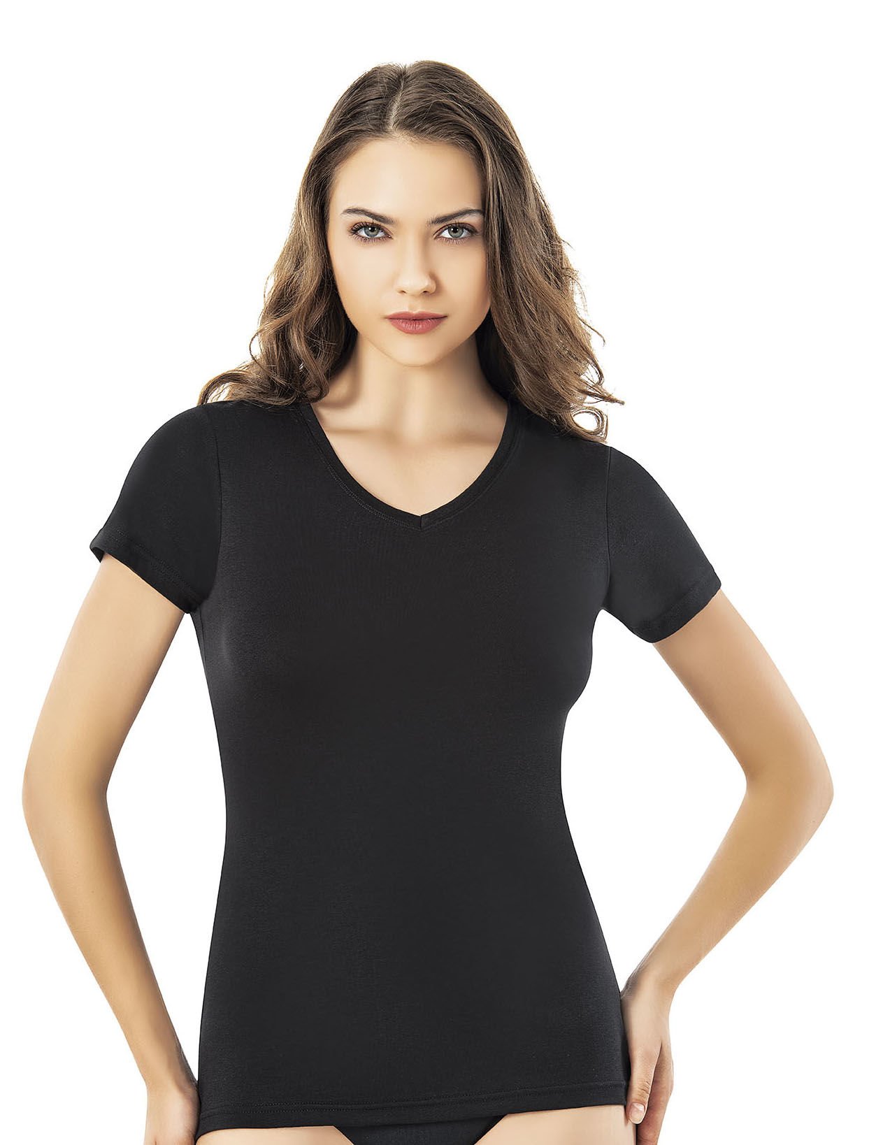 Kota 6616 Modal Bayan V Yaka Yarım Kol Atlet SİYAH - M