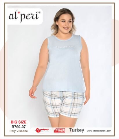 Alperi B760-07 (3XL-4XL-5XL-6XL) Bayan Şortlu Takım 4'lü