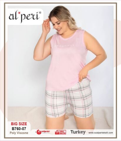 Alperi B760-07 (3XL-4XL-5XL-6XL) Bayan Şortlu Takım 4'lü