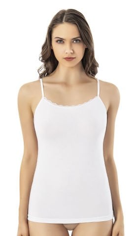 Kota 6613 Viskon Yakası Tırnak Dantelli Atlet BEYAZ - 2XL