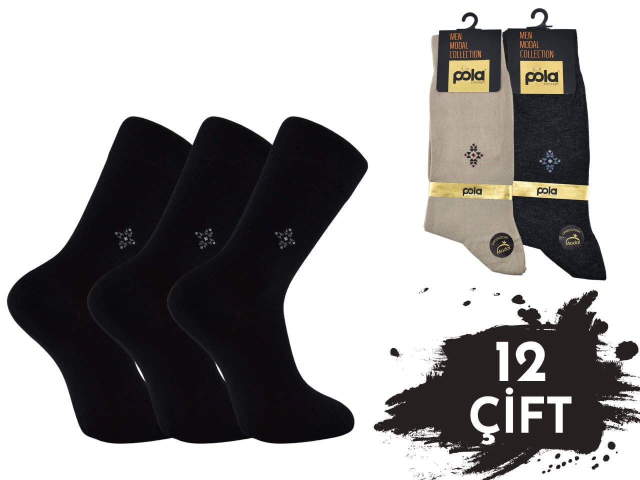 Pola 1624 Parfümlü Yazlık Dikişsiz Modal Erkek Çorap 12'li