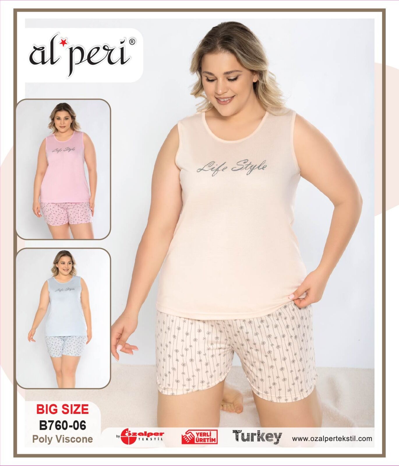 Alperi B760-06 (3XL-4XL-5XL-6XL) Bayan Şortlu Takım 4'lü