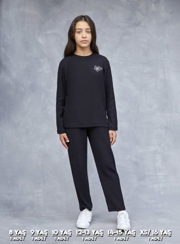 Elsima 3192 Kız Çocuk Uzun Kollu Pijama Takımı 6'lı (8-16YAŞ) SİYAH - SERİ-6-LI
