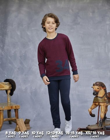 Elsima 3166 Erkek Çocuk Uzun Kollu Pijama Takımı 6'lı (8-16YAŞ)
