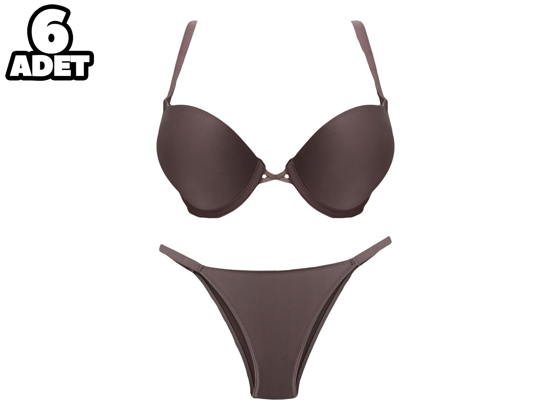 Cansoy 675-Pudra 2X Push Up Balenli Destekli Bayan Sütyen Takım 6'lı
