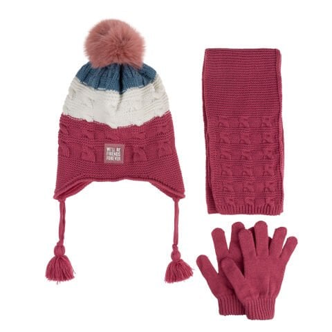 Kitti P-K24170-01 (4-8) Yaş Kız Çocuk Şapka Atkı Eldiven Takım 6'lı
