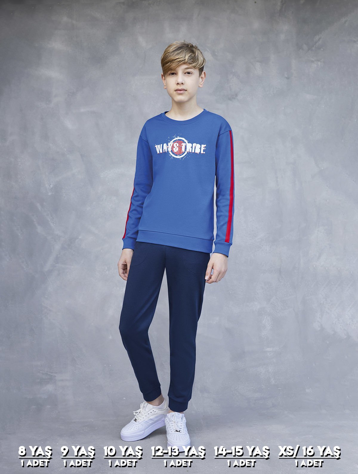 Elsima 3168 Erkek Çocuk Uzun Kollu Pijama Takımı 6'lı (8-16YAŞ) SAKS MAVİ - SERİ-6-LI