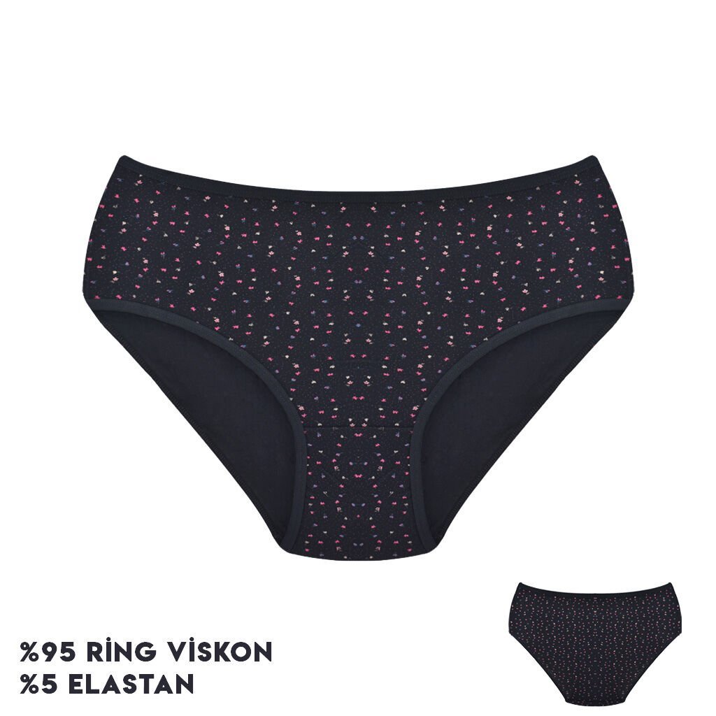 Dondeza 364-9 (XL) Desenli Viscon Bayan Bikini 12'li