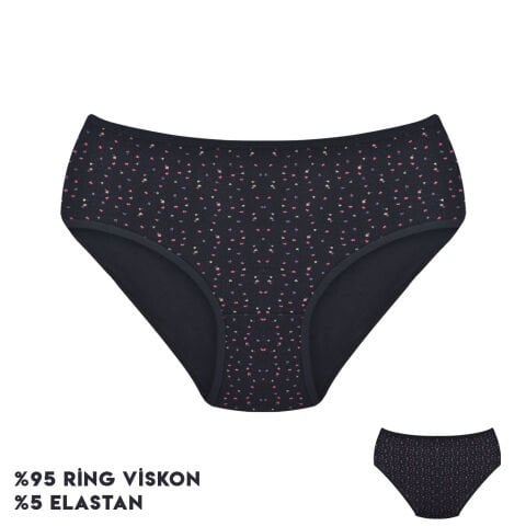 Dondeza 364-9 (XL) Desenli Viscon Bayan Bikini 12'li