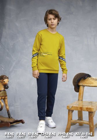 Elsima 3173 Erkek Çocuk Uzun Kollu Pijama Takımı 6'lı (8-16YAŞ) HARDAL - SERİ-6-LI