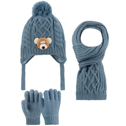 Kitti P-K25160-04 (1-4) Yaş Erkek Çocuk Şapka Atkı Eldiven Takım 6'lı