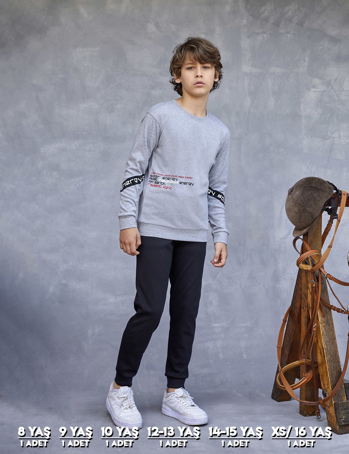 Elsima 3173 Erkek Çocuk Uzun Kollu Pijama Takımı 6'lı (8-16YAŞ) GRİ - SERİ-6-LI