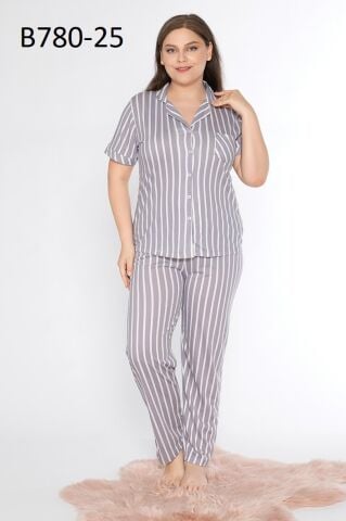 Alperi B780-25 (3XL-4XL-5XL-6XL) Bayan Kısa Kollu Pijama Takım 4'lü
