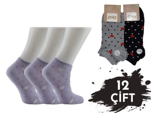 Pola 1715 Dikişsiz Parfümlü Bayan Bambu Patik 12'li