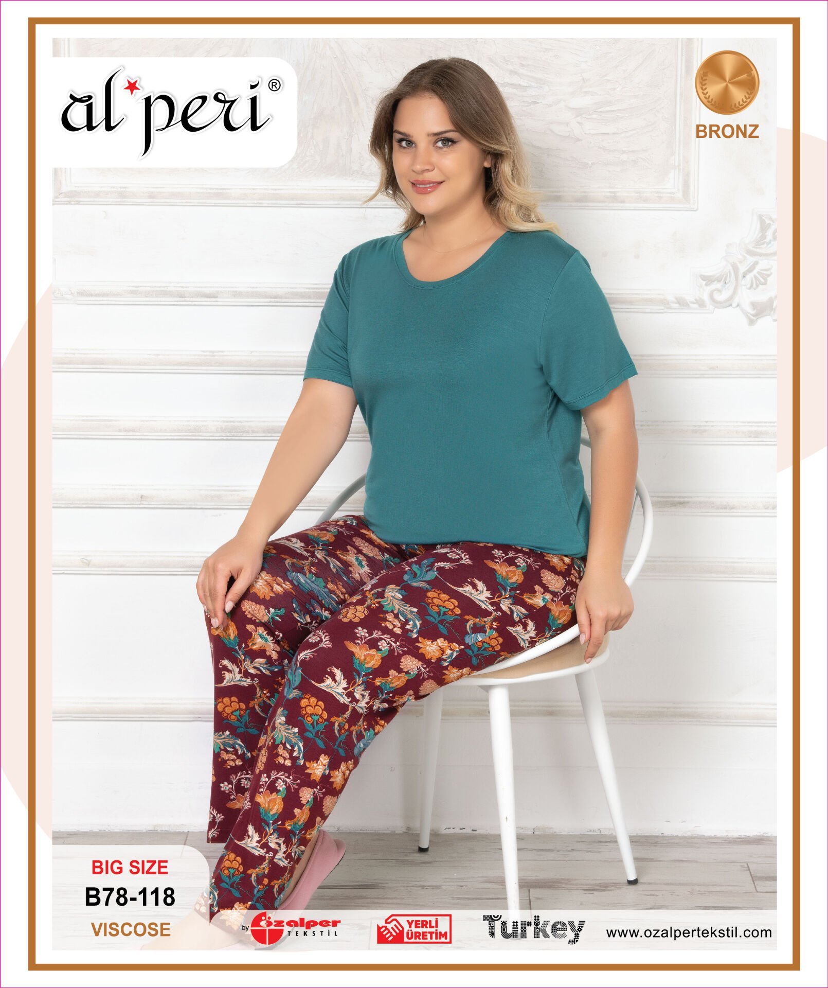 Alperi B78-118 (3XL-4XL-5XL-6XL) Bayan Kısa Kollu Pijama Takım 4'lü