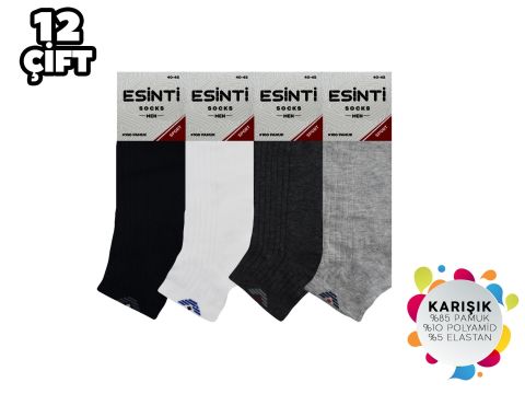 Esinti 19-1 %100 Pamuk Erkek Penye Patik 12'li