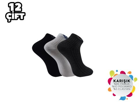 Esinti 19-1 %100 Pamuk Erkek Penye Patik 12'li