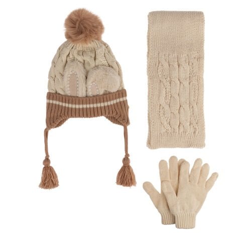 Kitti P-K24170-07 (4-8) Yaş Kız Çocuk Şapka Atkı Eldiven Takım 6'lı