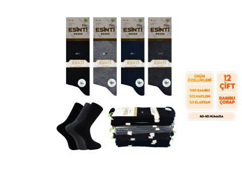 Esinti 25-8 Dikişsiz Kokulu Erkek Bambu Soket 12'li