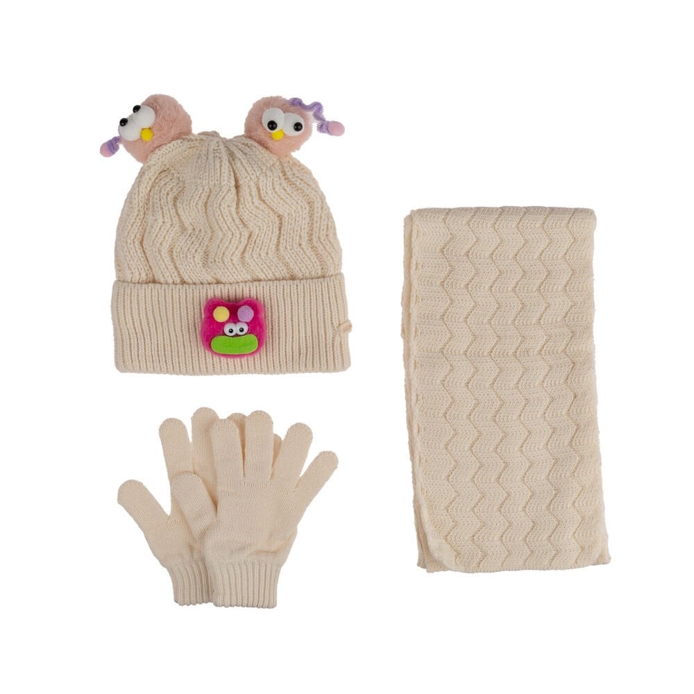 Kitti P-K24170-04 (4-8) Yaş Kız Çocuk Şapka Atkı Eldiven Takım 6'lı