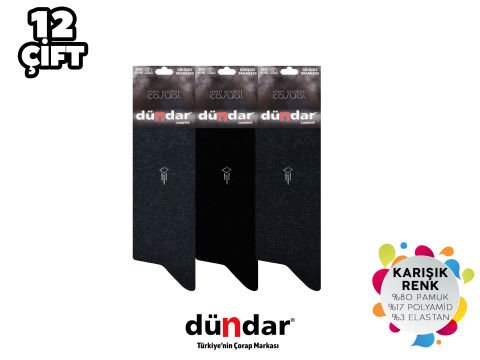 Dündar 003-4 Dikişsiz Erkek Likralı Penye Çorap 12'li