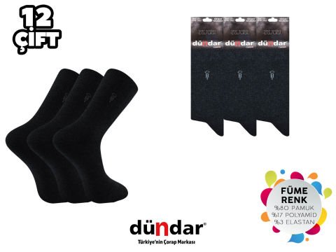 Dündar 003-4 Dikişsiz Erkek Likralı Penye Çorap 12'li