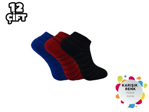 Esinti Bayan Ters Havlu Patik 12'li