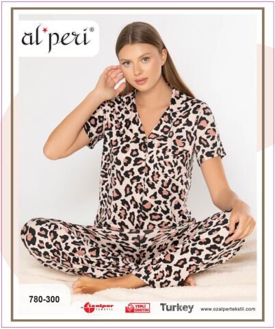 Alperi 780-300 (M-L-XL-XXL) Bayan Kısa Kollu Pijama Takım 4'lü