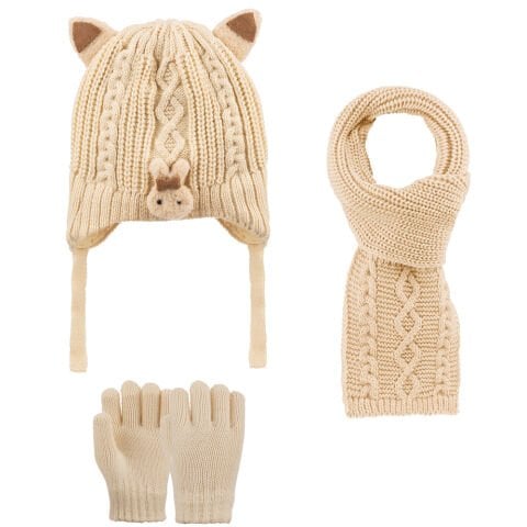 Kitti P-K25160-01 (1-4) Yaş Kız Çocuk Şapka Atkı Eldiven Takım 6'lı