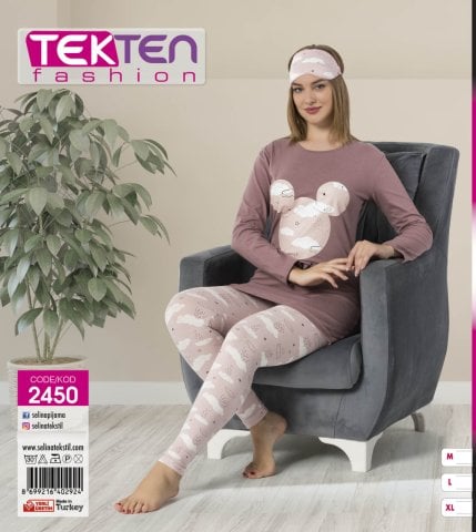 Tekten 2450 Bayan Uzun Kol Pijama Takımı