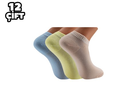 Pola 2117 Likralı Bayan Bambu Simli Patik Çorap 12'li